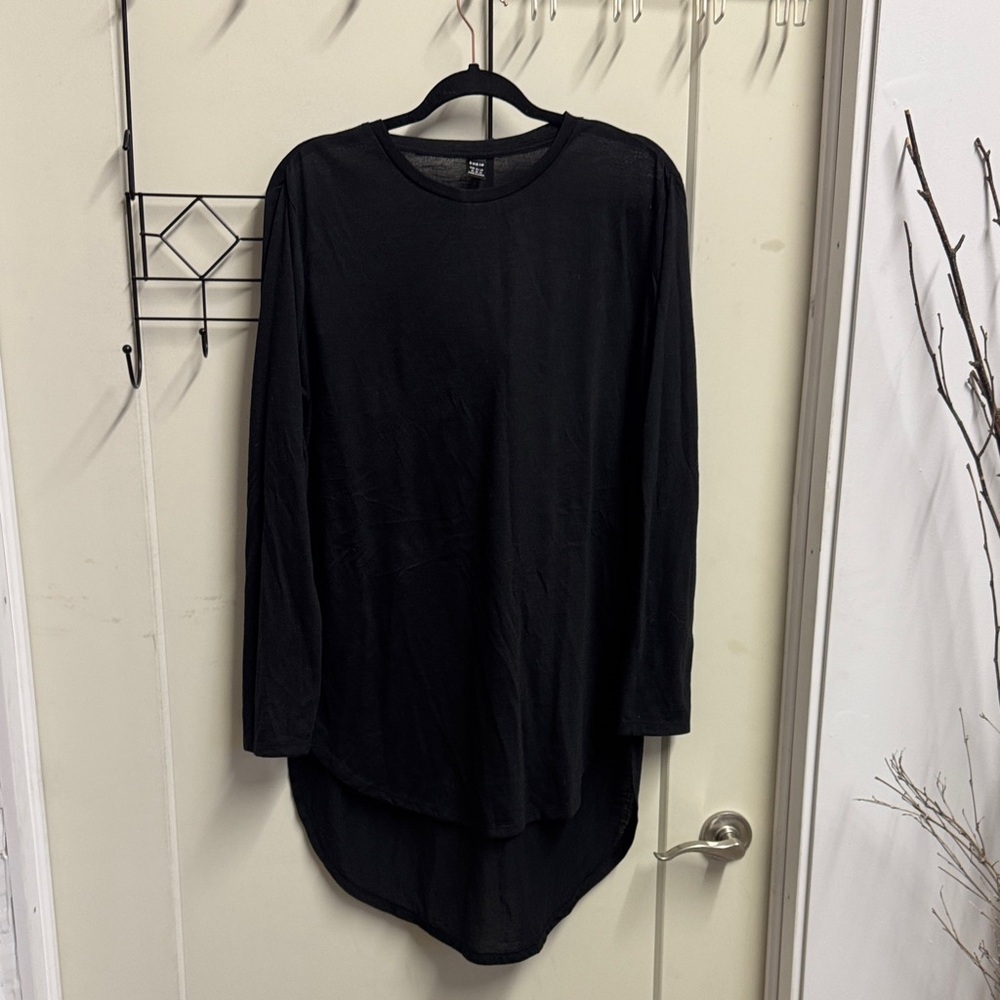 SHEIN Black Asymmetrical Crewneck Tunic Top Size 12 XL